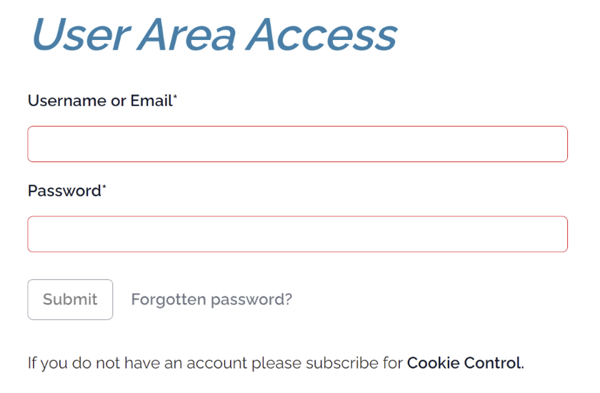 User Area Access