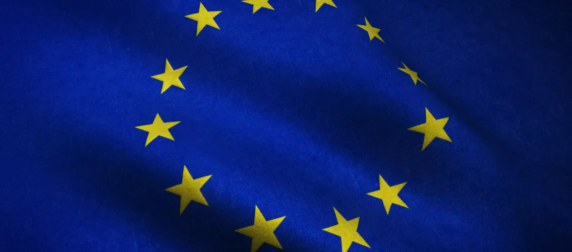 European flag with creases
