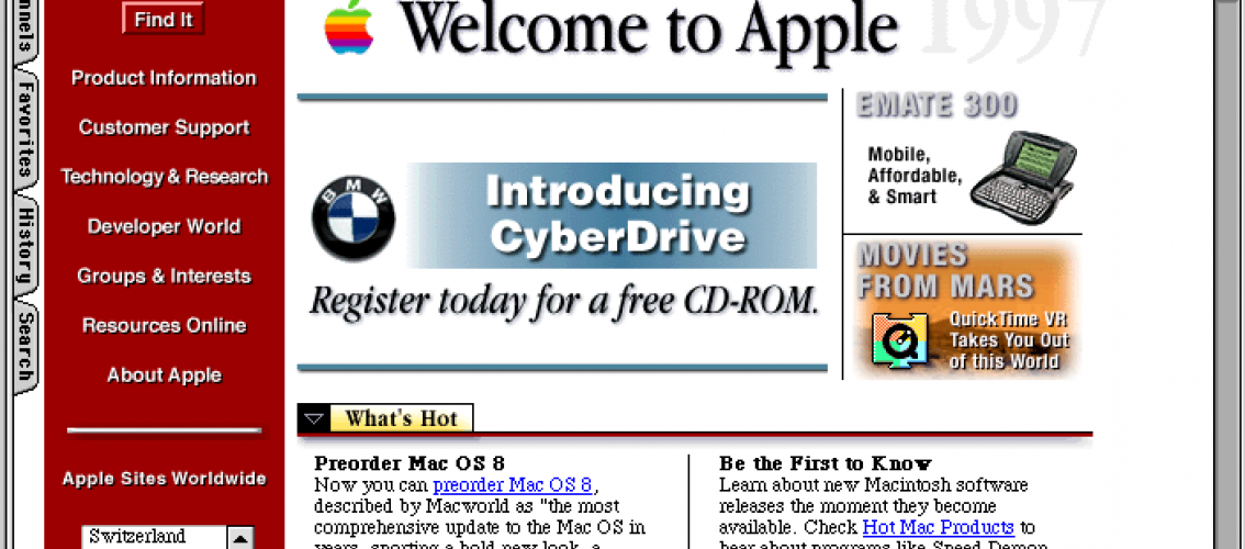 One of the earliest releases of Apple website during the 90s, when accessibility was still poorly considered