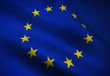 European Union flag with yellow stars