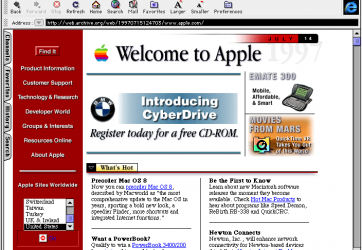 One of the earliest releases of Apple website during the 90s, when accessibility was still poorly considered