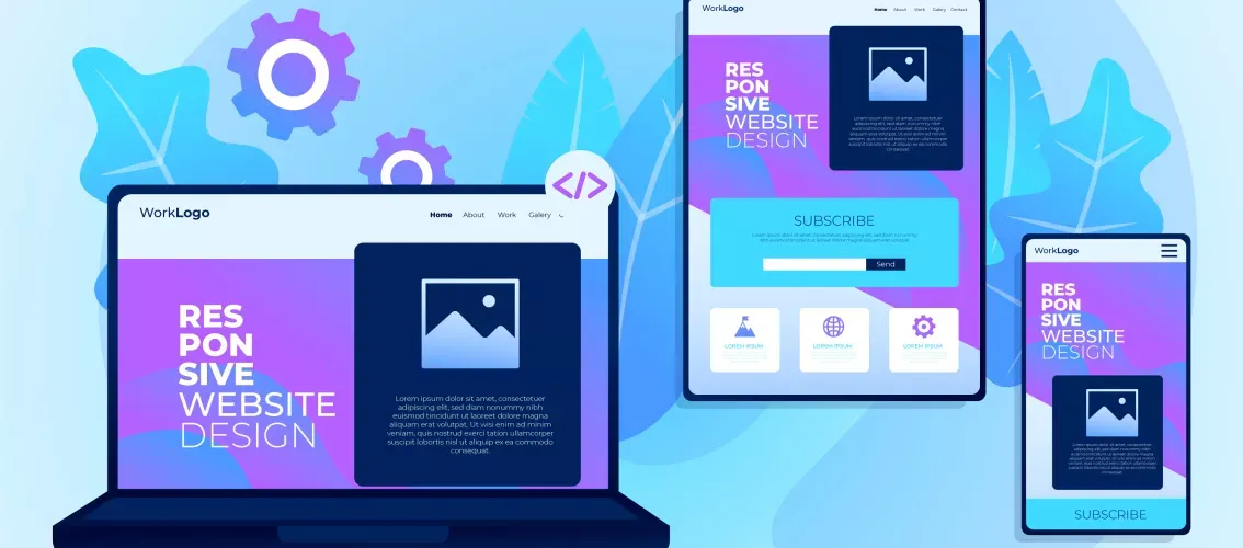 Responsive website displayed across multiple devices