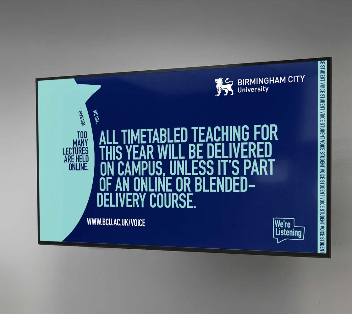 Student survey graphic showing the visual direction of the campaign
