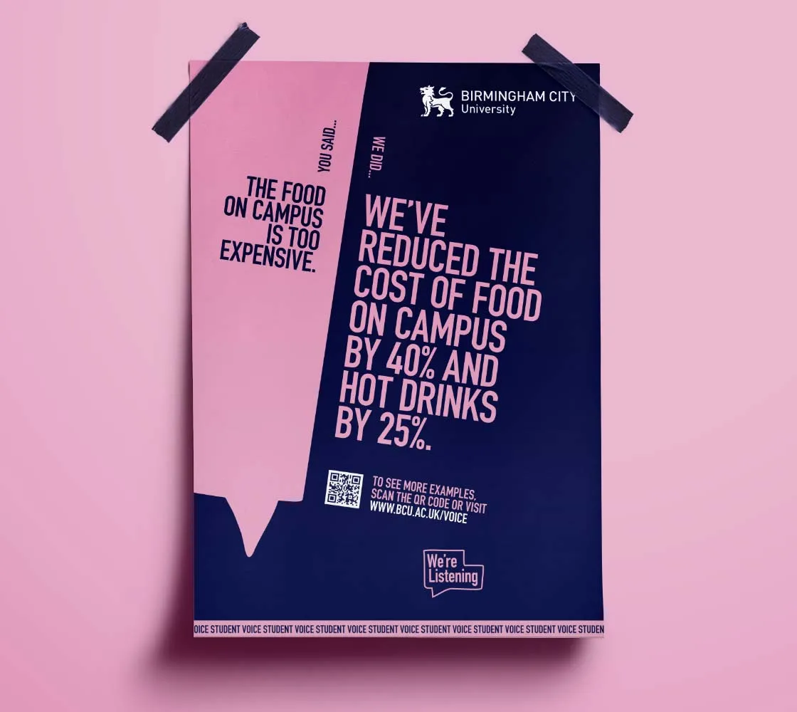 Student survey graphic showing the visual direction of the campaign