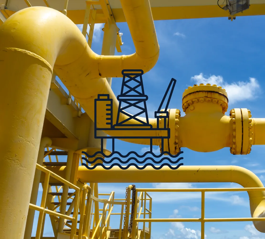 Oil & gas pipes with oil rig icon 